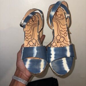 Women’s Blue Tie-Dye Ankle Strap Sandals
